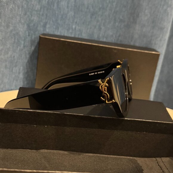 Saint Laurent Black Cat Eye Sunglasses Gold YSL Detail main image 6